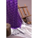 Women's Soft Lichi Silk Printed Saree With Unstitched Blouse 5.5Mtr (Purple) - Image 2