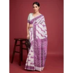 Women's Jamdani Cotton Silk Printed Saree With Unstitched Blouse 5.5Mtr (Wine) - Image 2