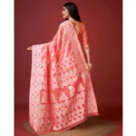 Women's Cotton Silk Printed Saree With Unstitched Blouse 5.5Mtr (Peach) - Image 4