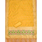 Women's Banarasi Silk Printed Unstitched Salwar Suit Material With Dupatta (Yellow, 3Mtrs) - Image 2