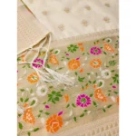 Women's Banarasi Silk Printed Unstitched Salwar Suit Material With Dupatta (White, 3Mtrs) - Image 2