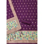 Women's Banarasi Silk Printed Unstitched Salwar Suit Material With Dupatta (Wine, 3Mtrs) - Image 3