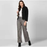Women's Denim Solid Long Sleeve Jacket (Black) - Image 3