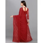 Women's Net Self Design Saree With Unstitched Blouse 5.5Mtr (Maroon) - Image 2