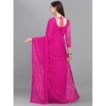 Women's Net Self Design Saree With Unstitched Blouse 5.5Mtr (Rani) - Image 2