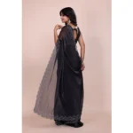Women's Jimmy choo Embellished Bollywood Saree With Unstitched Blouse 5.5Mtr (Black) - Image 2