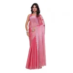 Women's Jimmy choo Embellished Bollywood Saree With Unstitched Blouse 5.5Mtr (Pink)