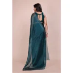 Women's Jimmy choo Embellished Bollywood Saree With Unstitched Blouse 5.5Mtr (Green) - Image 2