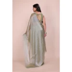 Women's Jimmy choo Embellished Bollywood Saree With Unstitched Blouse 5.5Mtr (Light Green) - Image 2