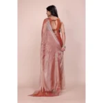 Women's Jimmy choo Embellished Bollywood Saree With Unstitched Blouse 5.5Mtr (Orange) - Image 2