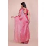 Women's Jimmy choo Embellished Bollywood Saree With Unstitched Blouse 5.5Mtr (Pink) - Image 2