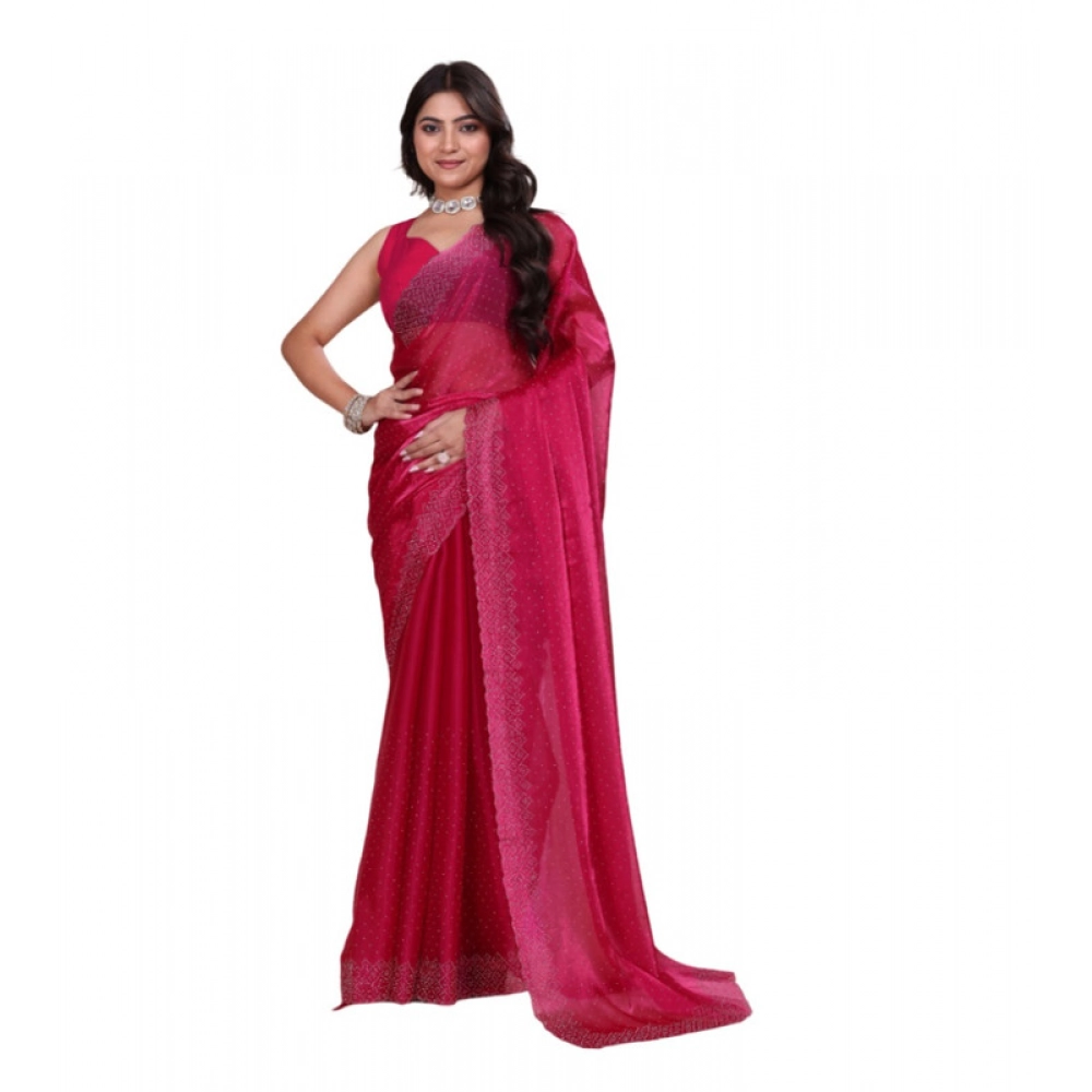 BSB178-SAZYYYmych-2-Red-Main-1000x1000-1.webp Women's Jimmy choo Embellished Bollywood Saree With Unstitched Blouse 5.5Mtr (Red) - Image 1
