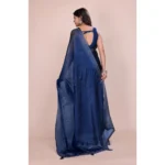 Women's Jimmy choo Embellished Bollywood Saree With Unstitched Blouse 5.5Mtr (Blue) - Image 2