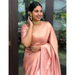 Women's Litchi silk Printed Saree With Unstitched Blouse (Peach) - Image 2