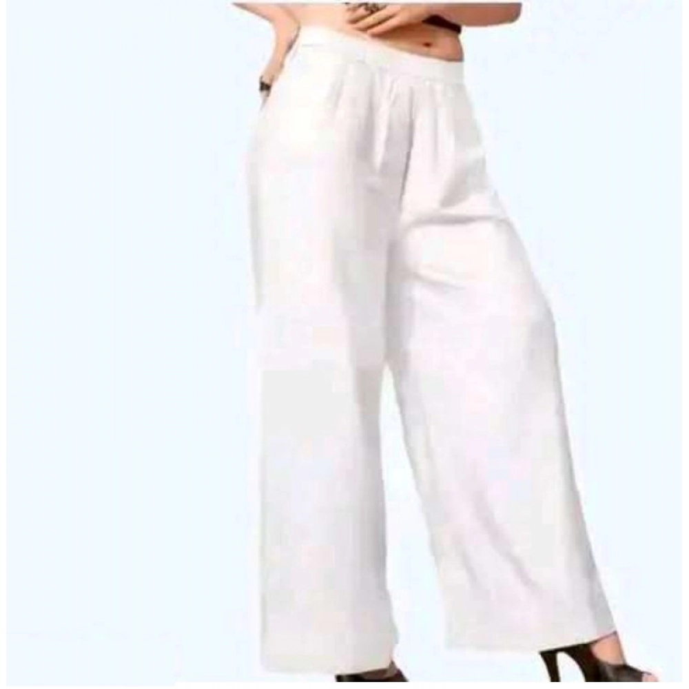 BSB261-WB1001-Main-1000x1000-1.webp Women's Casual Rayon Solid Ankle Length Palazzo (White, Free Size) - Image 1