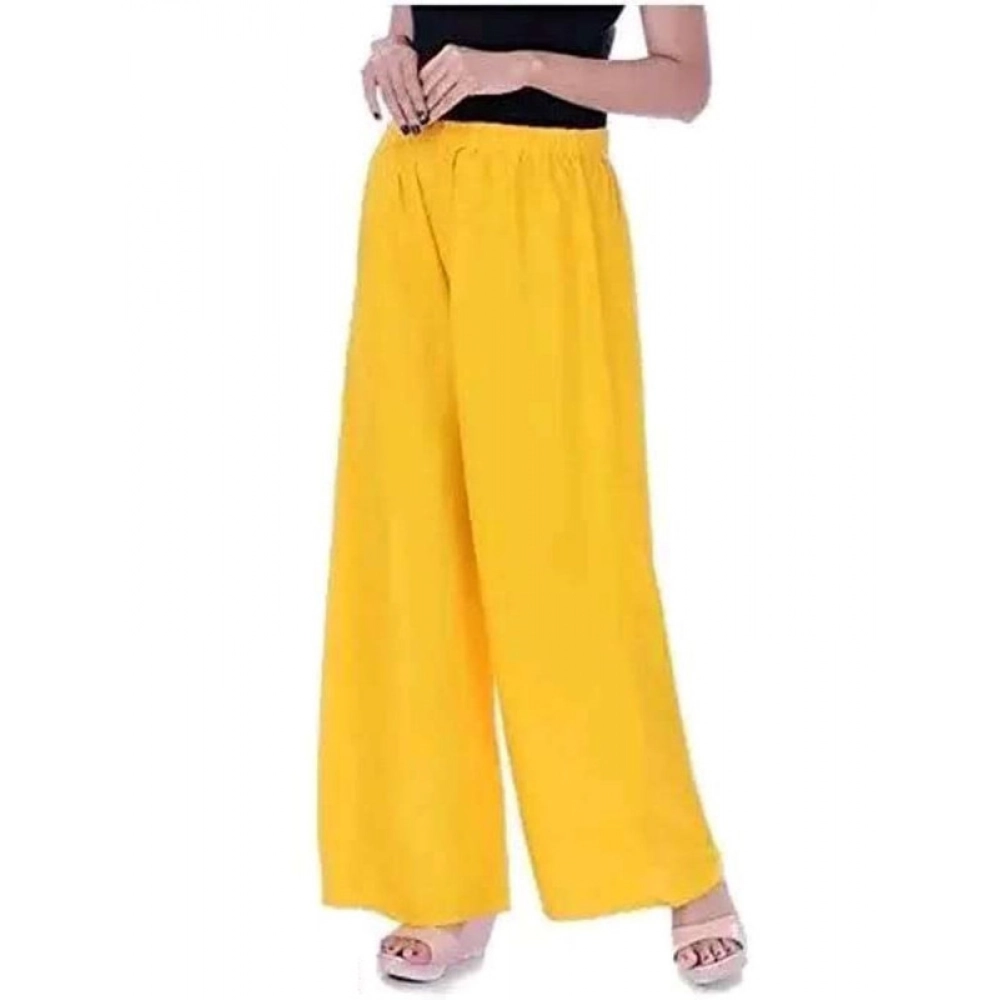 BSB261-WB1004-Main-1000x1000-1.webp Women's Casual Rayon Solid Ankle Length Palazzo (Yellow , Free Size) - Image 1