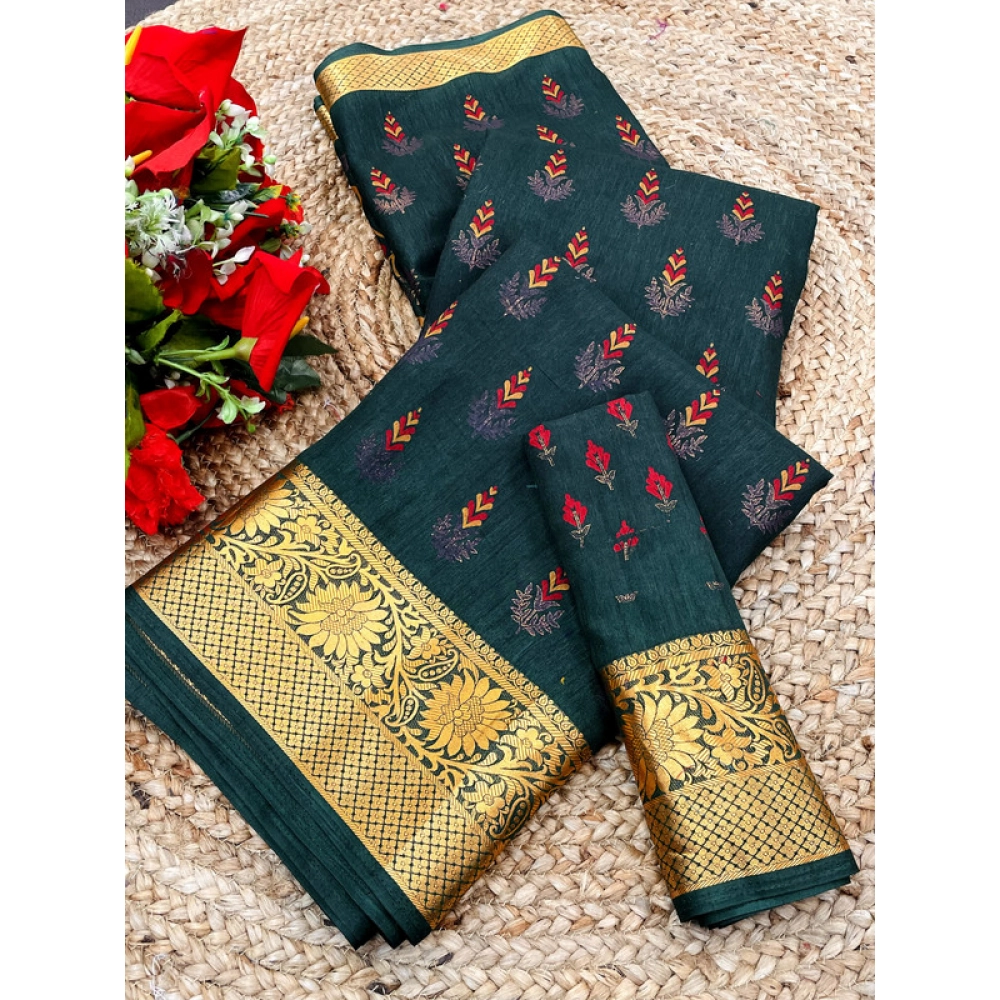 BSB98-SANW1062-Main-1000x1000-1.webp Women's Digital Dolla Silk Printed Saree With Unstitched Blouse 5.5Mtr (Green) - Image 1