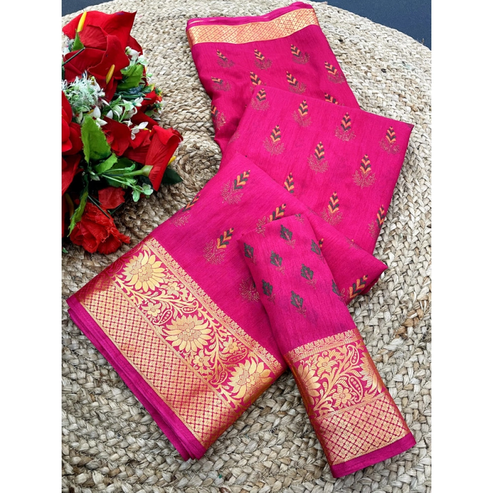 BSB98-SANW1065-Main-1000x1000-1.webp Women's Digital Dolla Silk Printed Saree With Unstitched Blouse 5.5Mtr (Pink) - Image 1