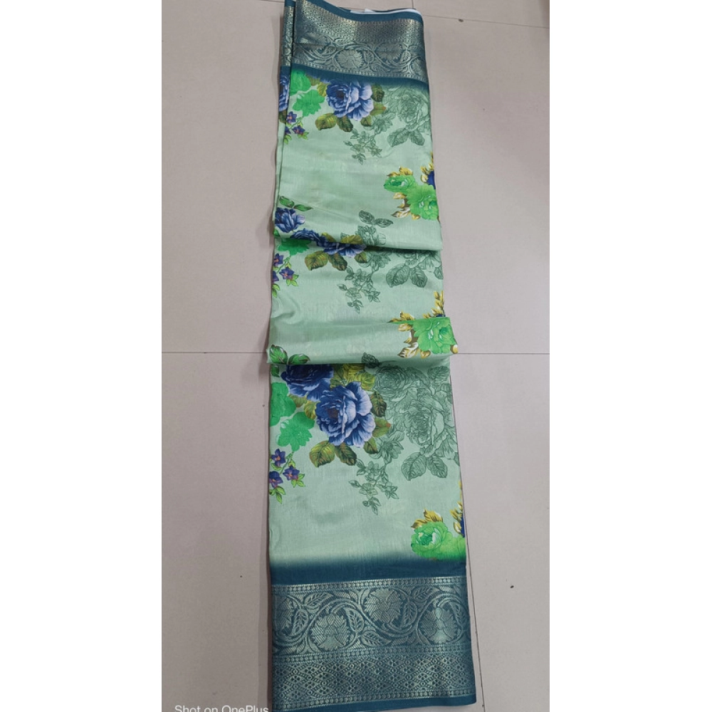 BSB98-SANW1069-Main-1000x1000-1.webp Women's Digital Dolla Silk Printed Saree With Unstitched Blouse 5.5Mtr (Green) - Image 1