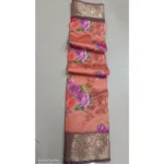 Women's Digital Dolla Silk Printed Saree With Unstitched Blouse 5.5Mtr (Orange)