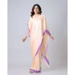 Women's Soft Crepe Silk Printed Ready To Wear Saree With Unstitched Blouse 5.5Mtr (Beige) - Image 4