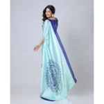Women's Soft Crepe Silk Printed Ready To Wear Saree With Unstitched Blouse 5.5Mtr (Turquoise) - Image 2