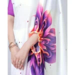 Women's Soft Crepe Silk Printed Ready To Wear Saree With Unstitched Blouse 5.5Mtr (Purple) - Image 2