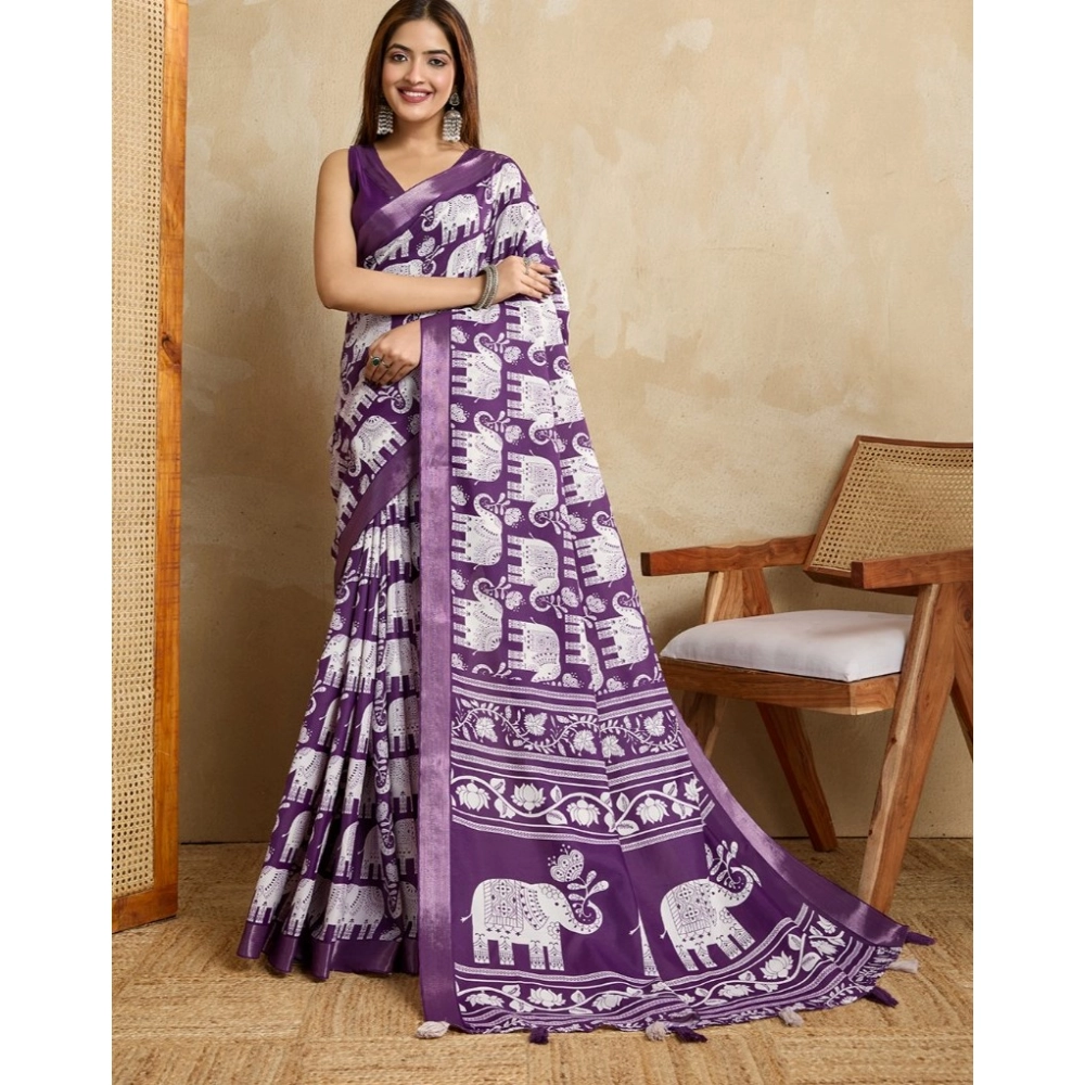 PID-62368-Generic-Womens-Silk-Blend-Printed-Saree-With-Unstitched-Blouse-5-5-Mtr-Purple-1-1000x1000-1.webp Women's Silk Blend Printed Saree With Unstitched Blouse 5.5Mtr (Purple) - Image 1