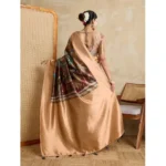 Women's Silk Printed Saree With Unstitched Blouse 5.5Mtr (Brown) - Image 4