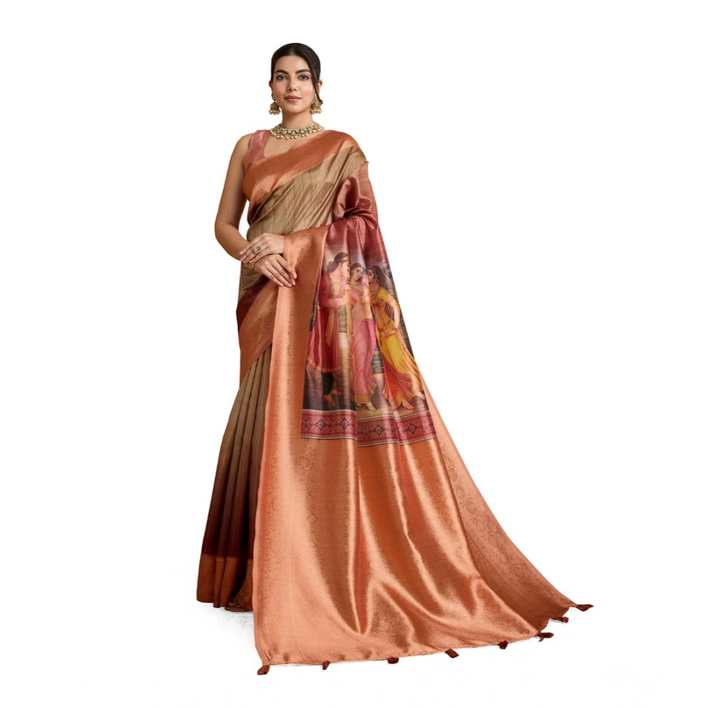 PID-62373-Generic-Womens-Silk-Printed-Saree-With-Unstitched-Blouse-5-5-Mtr-Peach-1-1000x1000-1.webp Women's Silk Printed Saree With Unstitched Blouse 5.5Mtr (Peach) - Image 1