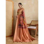 Women's Silk Printed Saree With Unstitched Blouse 5.5Mtr (Peach) - Image 4