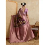 Women's Silk Printed Saree With Unstitched Blouse 5.5Mtr (Wine) - Image 3