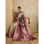 Women's Silk Printed Saree With Unstitched Blouse 5.5Mtr (Wine) - Image 2