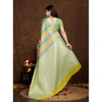 Women's Cotton Blended Printed Saree With Unstitched Blouse 5.5Mtr (Pista) - Image 2