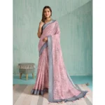 Women's Silk Blend Printed Saree With Unstitched Blouse 5.5Mtr (Pink)