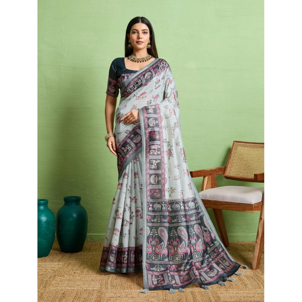 PID-62400-Generic-Womens-Silk-Blend-Printed-Saree-With-Unstitched-Blouse-5-5-Mtr-Grey-1-1000x1000-1.webp Women's Silk Blend Printed Saree With Unstitched Blouse 5.5Mtr (Grey) - Image 1
