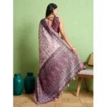 Women's Silk Blend Printed Saree With Unstitched Blouse 5.5Mtr (Grey) - Image 4