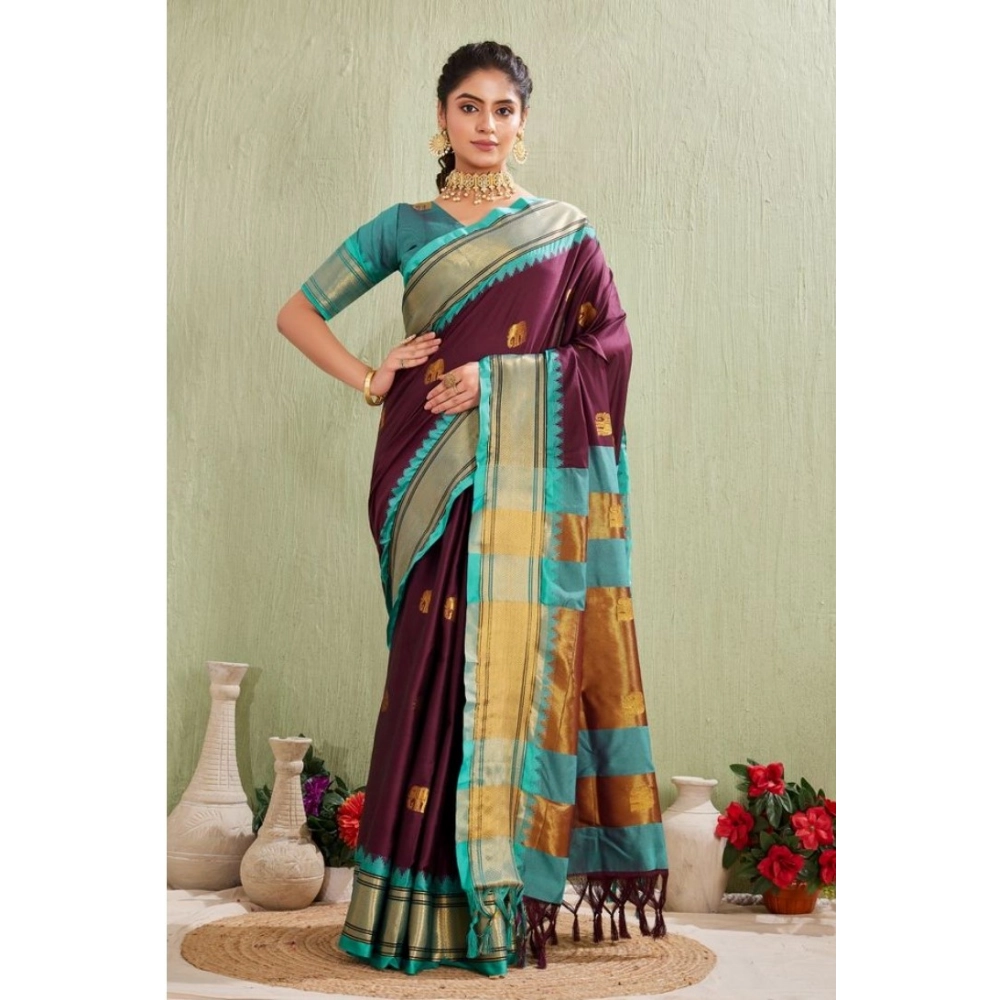 PID-62420-Generic-Women-s-Silk-Blended-Jaquard-Woven-Saree-With-Unstitched-Blouse-5-5-Mtr-Purple-1-1000x1000-1.webp Women's Silk Blended Jaquard Woven Saree With Unstitched Blouse 5.5Mtr (Purple) - Image 1