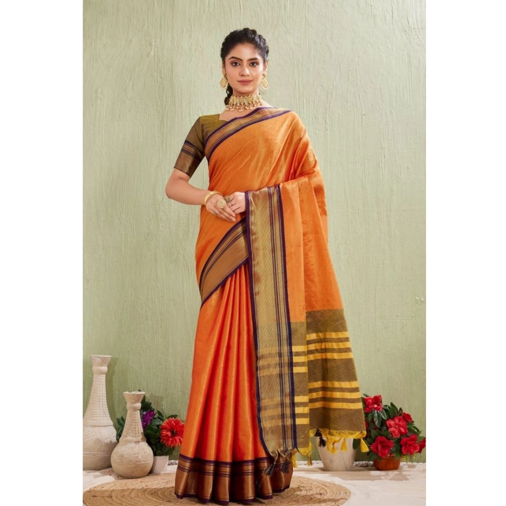 PID-62422-Generic-Women-s-Silk-Blended-Jaquard-Woven-Saree-With-Unstitched-Blouse-5-5-Mtr-Orange-1-1000x1000-1.webp Women's Silk Blended Jaquard Woven Saree With Unstitched Blouse 5.5Mtr (Orange) - Image 1