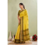Women's Silk Blended Jaquard Woven Saree With Unstitched Blouse 5.5Mtr (Yellow) - Image 5