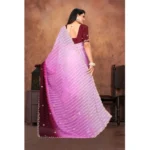 Women's Chiffon Embroidred Saree With Unstitched Blouse 5.5Mtr (Pink) - Image 3