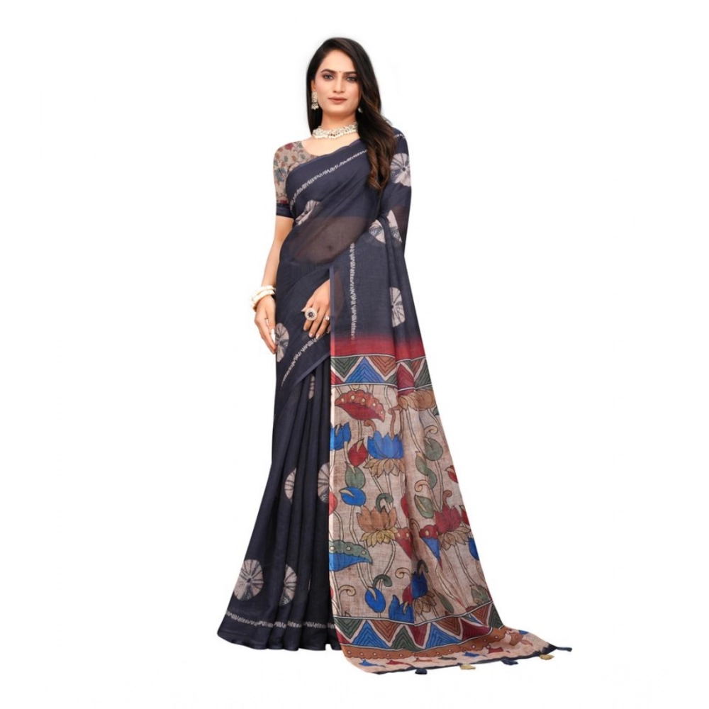 PID-62441-Generic-Women-s-Linen-Printed-Saree-With-Unstitched-Blouse-5-5-Mtr-Black-1-1000x1000-1.webp Women's Linen Printed Saree With Unstitched Blouse 5.5Mtr (Black) - Image 1