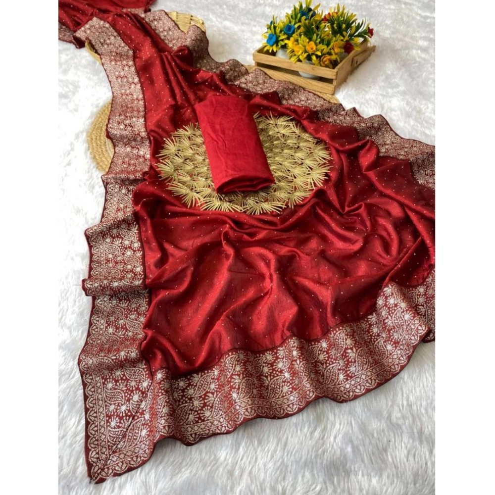 PID-62454-Generic-Women-s-Silk-Embroidred-Saree-With-Unstitched-Blouse-5-5-Mtr-Red-1-1000x1000-1.webp Women's Silk Embroidred Saree With Unstitched Blouse 5.5Mtr (Red) - Image 1
