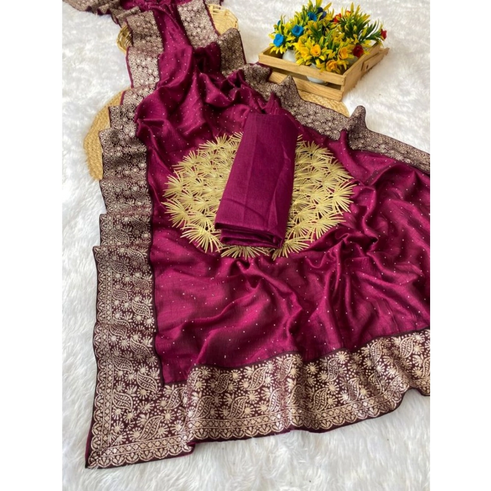 PID-62457-Generic-Women-s-Silk-Embroidred-Saree-With-Unstitched-Blouse-5-5-Mtr-Purple-1-1000x1000-1.webp Women's Silk Embroidred Saree With Unstitched Blouse 5.5Mtr (Purple) - Image 1