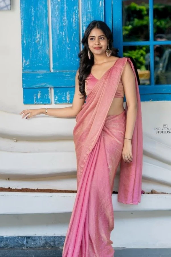 Women's Silk Embroidred Saree With Unstitched Blouse 5.5Mtr (Pink)