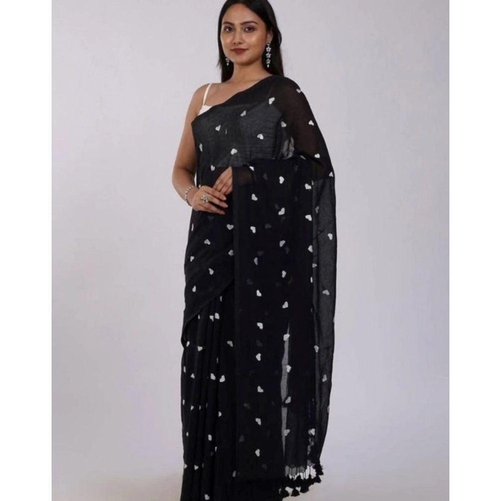PID-62476-Generic-Women-s-Linen-Printed-Saree-With-Unstitched-Blouse-5-5-Mtr-Black-1-1000x1000-1.webp Women's Linen Printed Saree With Unstitched Blouse 5.5Mtr (Black) - Image 1