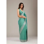 Women's Silk Embroidred Saree With Unstitched Blouse 5.5Mtr (Light Green) - Image 3