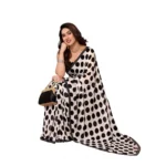 Women's Georgette Printed Saree With Unstitched Blouse 5.5Mtr (Black) - Image 2