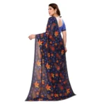 Women's Georgette Printed Saree With Unstitched Blouse 5.5Mtr (Blue) - Image 3