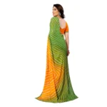 Women's Georgette Printed Saree With Unstitched Blouse 5.5Mtr (Green) - Image 3